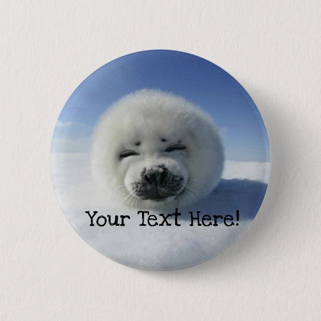 Cute Harp Seal Button (Front)