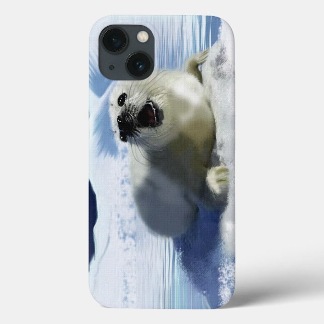 Cute Harp Seal & Ice Art for Wildlife Supporters Case-Mate iPhone Case (Back)