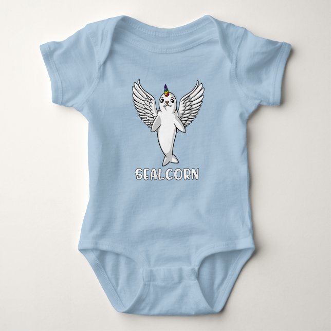 Cute Harp Seal Pup Unicorn Polar Arctic Animal Baby Bodysuit (Front)