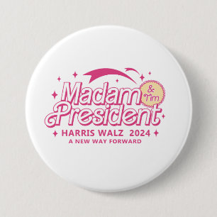 Cute Harris Walz Trendy Election Cute Pink Design Button