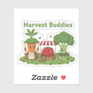 Cute Harvest Buddies Vegetable Friends Farmer's Sticker