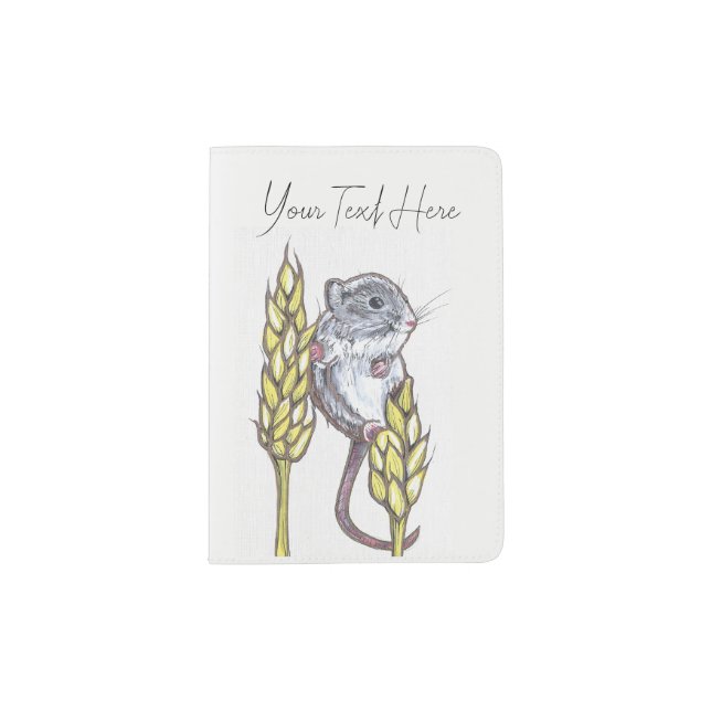 Cute Harvest Mouse Illustration  Passport Holder (Front)