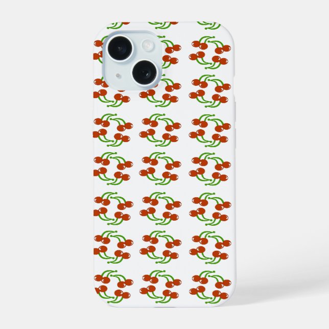 Cute Harvest Red Cherries Fun Pattern Design Iphone Case (Back)