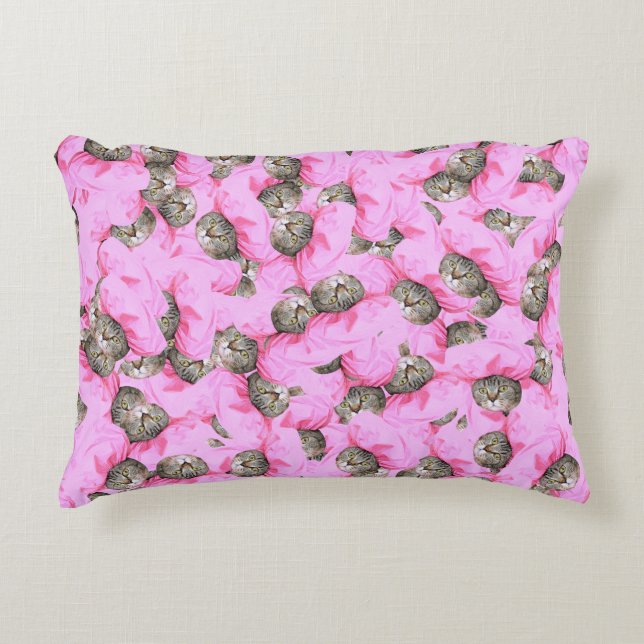 Cute Hat in a Pink Cap Pattern Random Accent Pillow (Front)