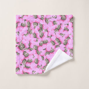 Cute Hat in a Pink Cap Pattern Wash Cloth