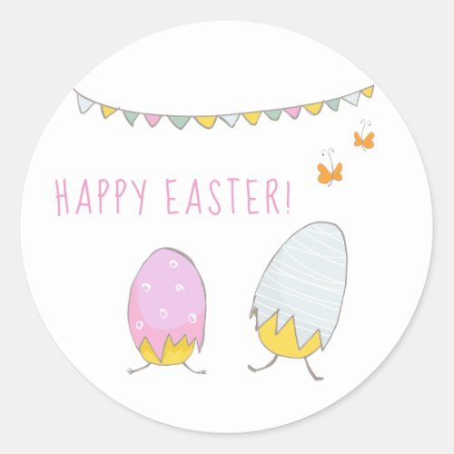 Cute Hatched Chicks _ Happy Easter  Classic Round Sticker