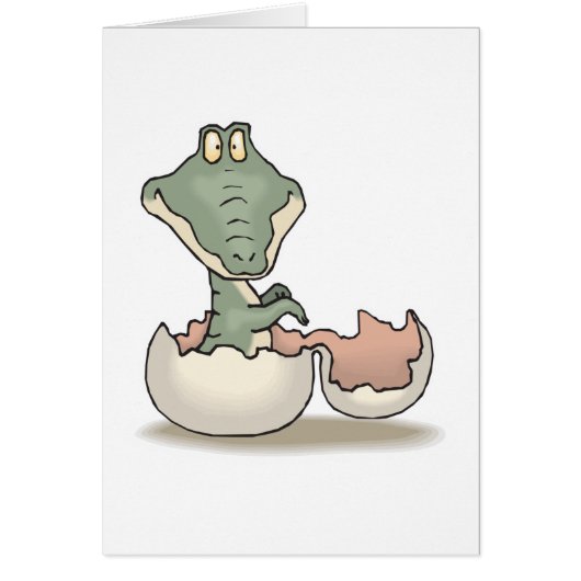 cute hatching baby alligator cards (Front)