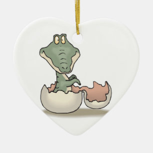 cute hatching baby alligator ceramic ornament