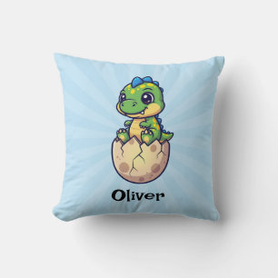 Cute Hatching Baby Dinosaur Throw Pillow