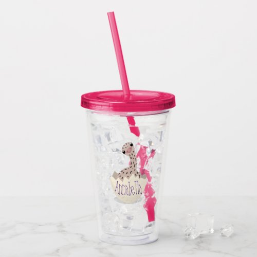 Cute hatching baby ostrich cartoon illustration acrylic tumbler