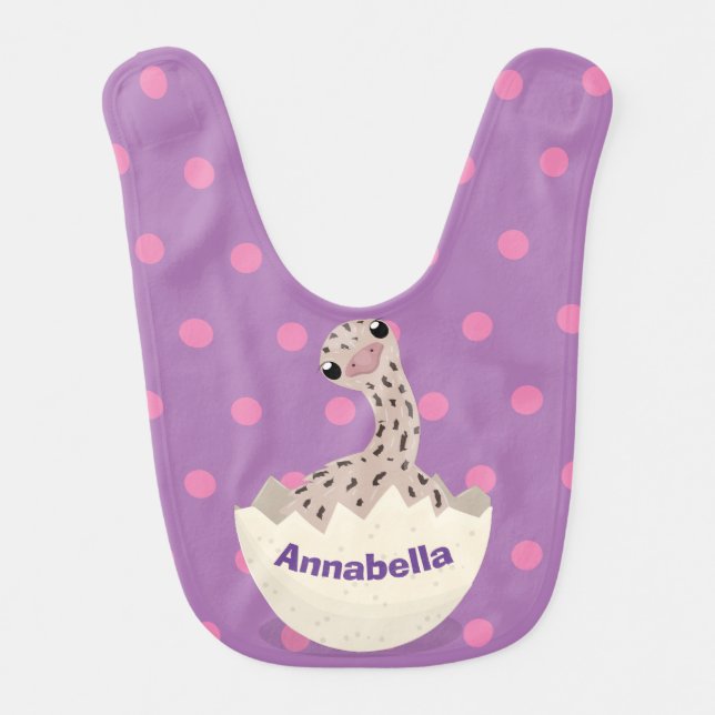 Cute hatching baby ostrich cartoon illustration baby bib (Front)