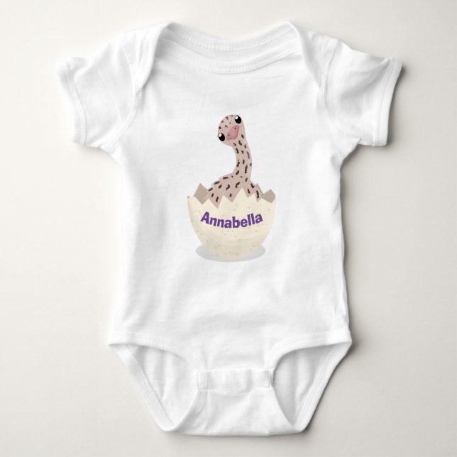 Cute hatching baby ostrich cartoon illustration baby bodysuit (Front)