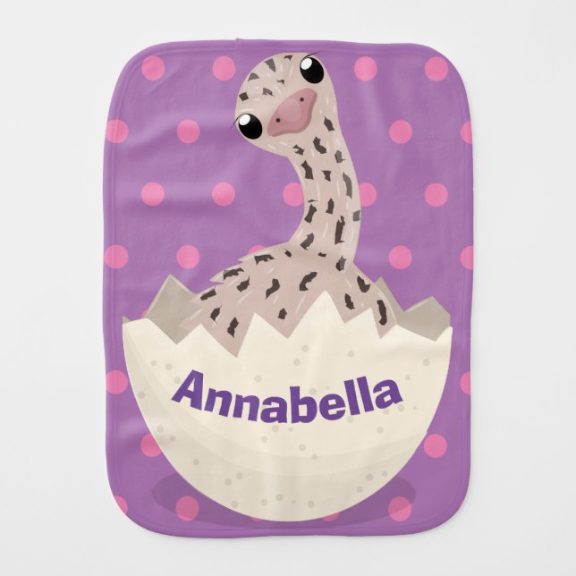 Cute hatching baby ostrich cartoon illustration baby burp cloth (Front)