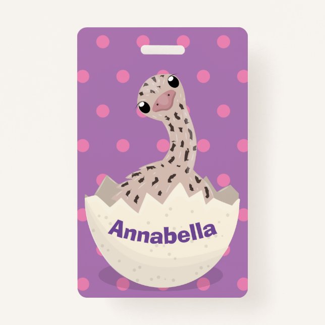 Cute hatching baby ostrich cartoon illustration badge (Front)