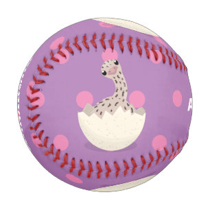 Cute hatching baby ostrich cartoon illustration baseball