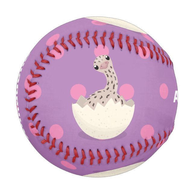 Cute hatching baby ostrich cartoon illustration baseball (Front Left)