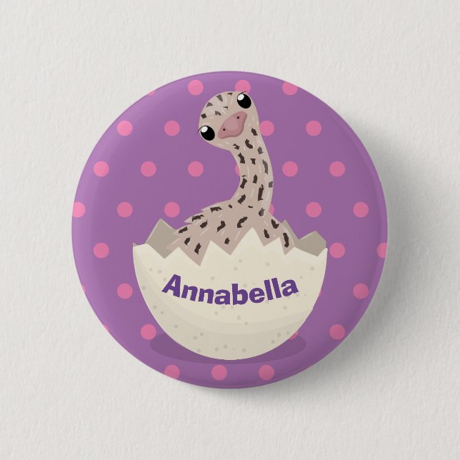 Cute hatching baby ostrich cartoon illustration button (Front)