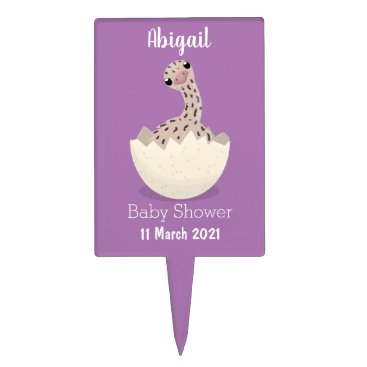 Cute hatching baby ostrich cartoon illustration cake topper