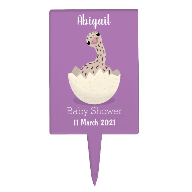 Cute hatching baby ostrich cartoon illustration cake topper (Front)