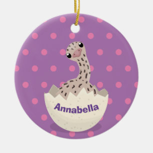 Cute hatching baby ostrich cartoon illustration ceramic ornament