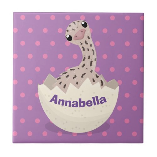 Cute hatching baby ostrich cartoon illustration ceramic tile