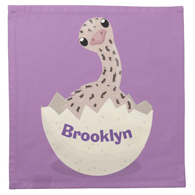 Cute hatching baby ostrich cartoon illustration cloth napkin (Front)