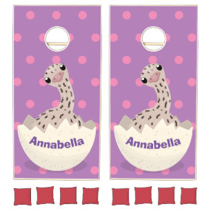 Cute hatching baby ostrich cartoon illustration cornhole set