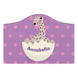 Cute hatching baby ostrich cartoon illustration door sign