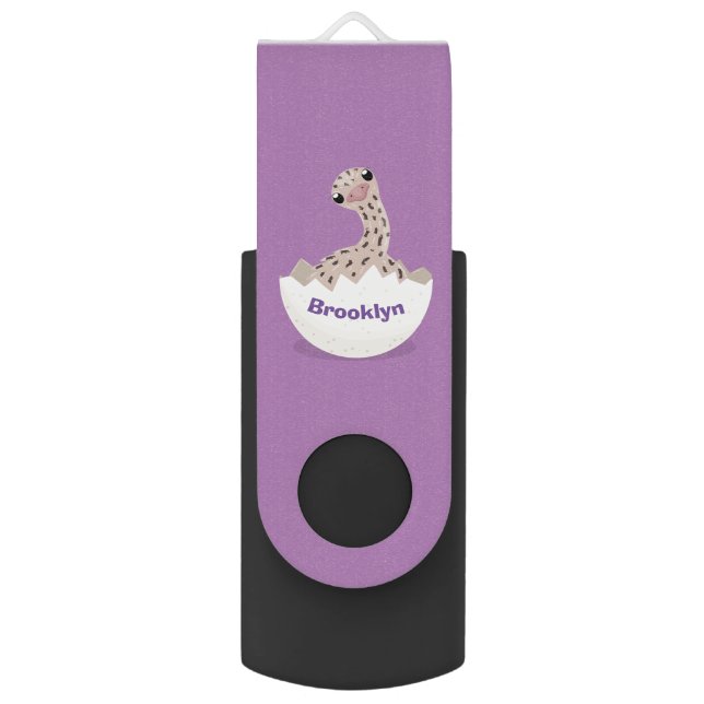 Cute hatching baby ostrich cartoon illustration flash drive (Front Vertical)