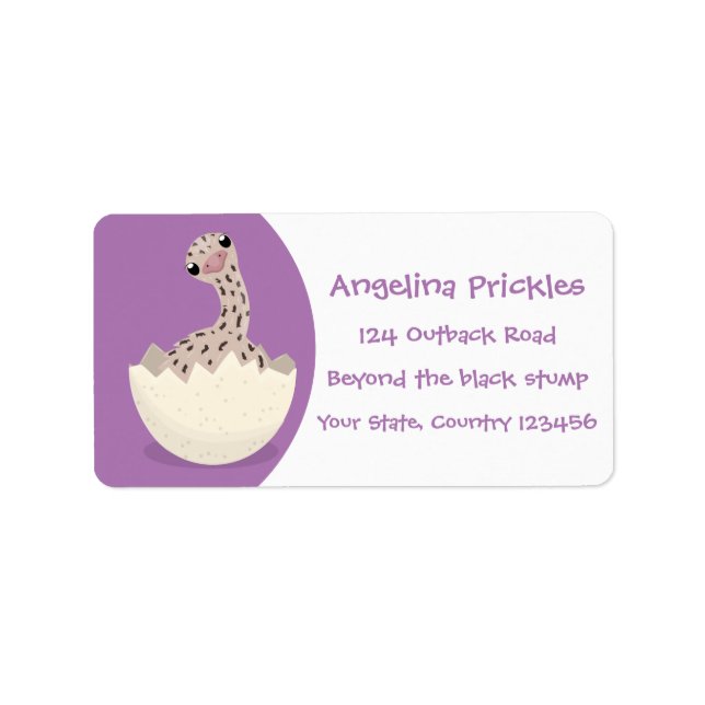 Cute hatching baby ostrich cartoon illustration label (Front)