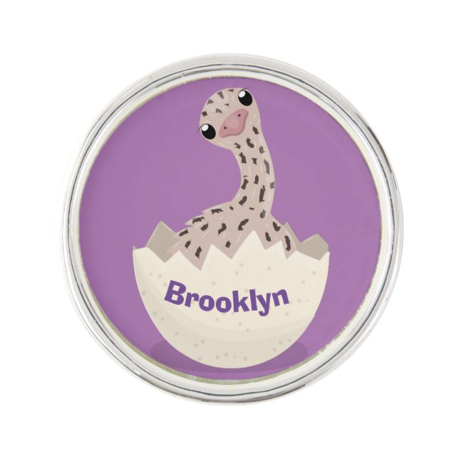 Cute hatching baby ostrich cartoon illustration lapel pin (Front)