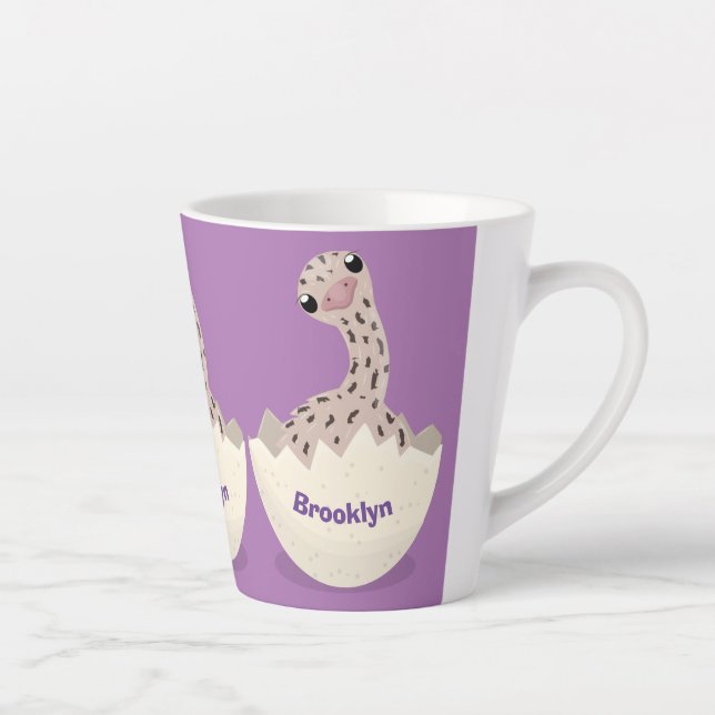 Cute hatching baby ostrich cartoon illustration latte mug (Right)