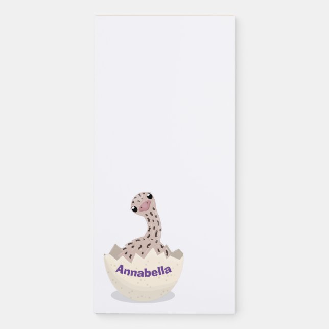 Cute hatching baby ostrich cartoon illustration magnetic notepad (Front)