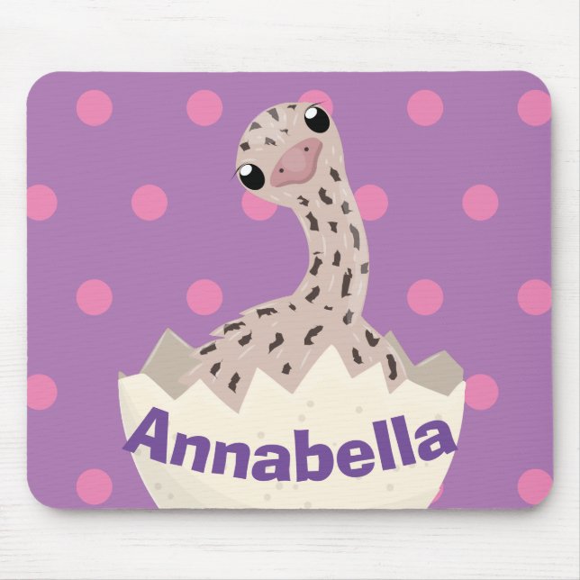 Cute hatching baby ostrich cartoon illustration mouse pad (Front)
