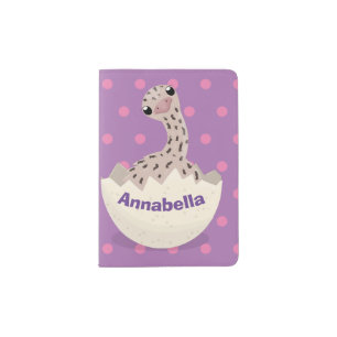 Cute hatching baby ostrich cartoon illustration passport holder