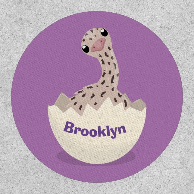 Cute hatching baby ostrich cartoon illustration patch (Front)