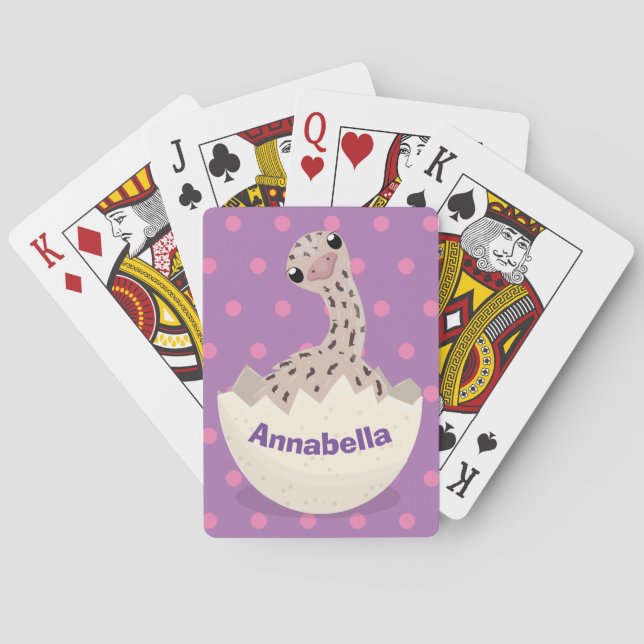 Cute hatching baby ostrich cartoon illustration poker cards (Back)