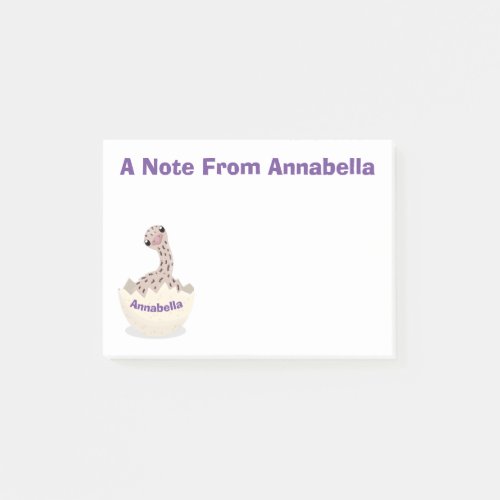 Cute hatching baby ostrich cartoon illustration post_it notes