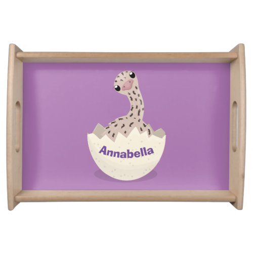 Cute hatching baby ostrich cartoon illustration serving tray