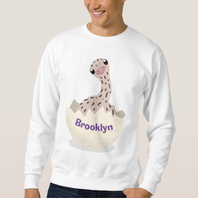 Cute hatching baby ostrich cartoon illustration sweatshirt (Front)