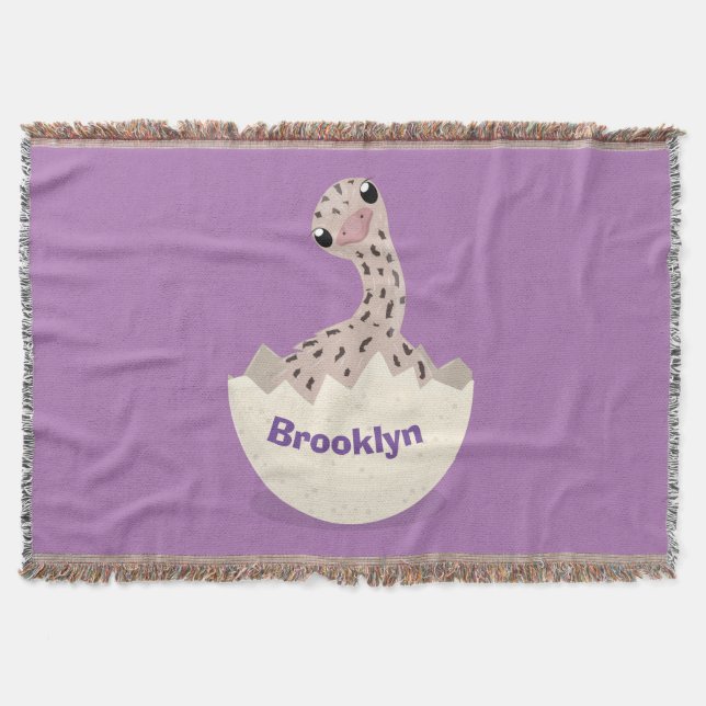 Cute hatching baby ostrich cartoon illustration throw blanket (Front)