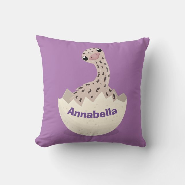 Cute hatching baby ostrich cartoon illustration throw pillow (Front)