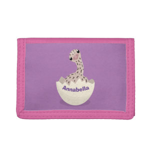 Cute hatching baby ostrich cartoon illustration trifold wallet