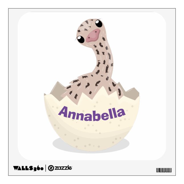 Cute hatching baby ostrich cartoon illustration wall decal (Front)