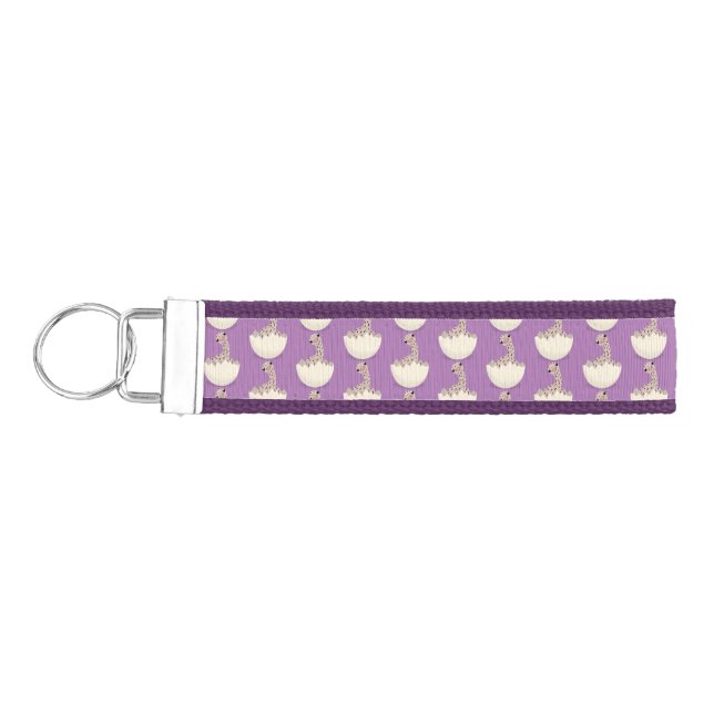 Cute hatching baby ostrich cartoon illustration wrist keychain (Keys on Left)