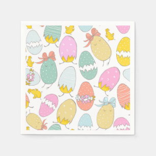Cute Hatching Chicks and Easter Eggs Napkins