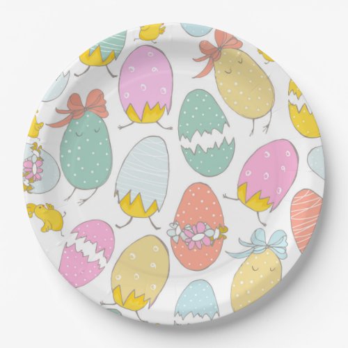 Cute Hatching Chicks and Easter Eggs Paper Plates