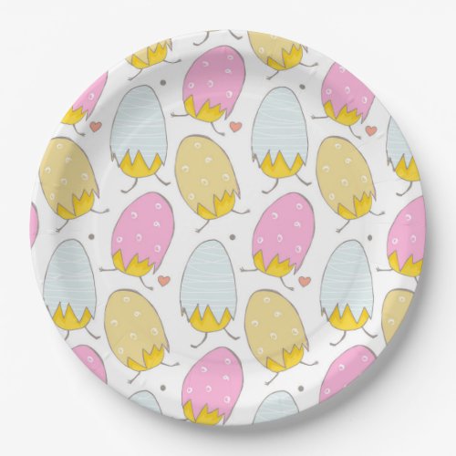 Cute Hatching Chicks in Easter Eggs Paper Plates