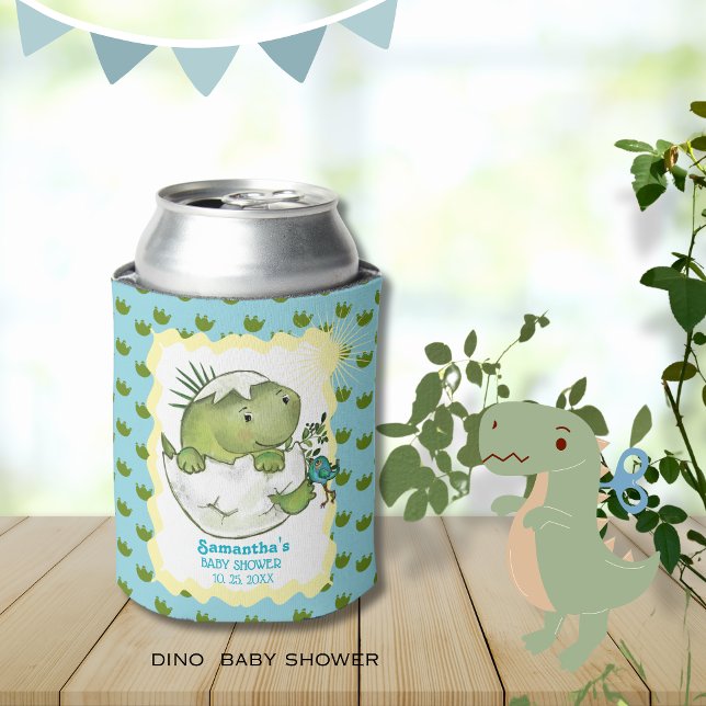 Cute Hatching Dino Baby Shower Can Cooler  (Cute Hatching Dino Baby Shower Can Cooler )