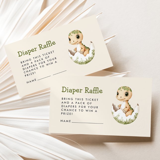 Cute Hatching Dinosaur Baby Shower Diaper Raffle Enclosure Card (Creator Uploaded)